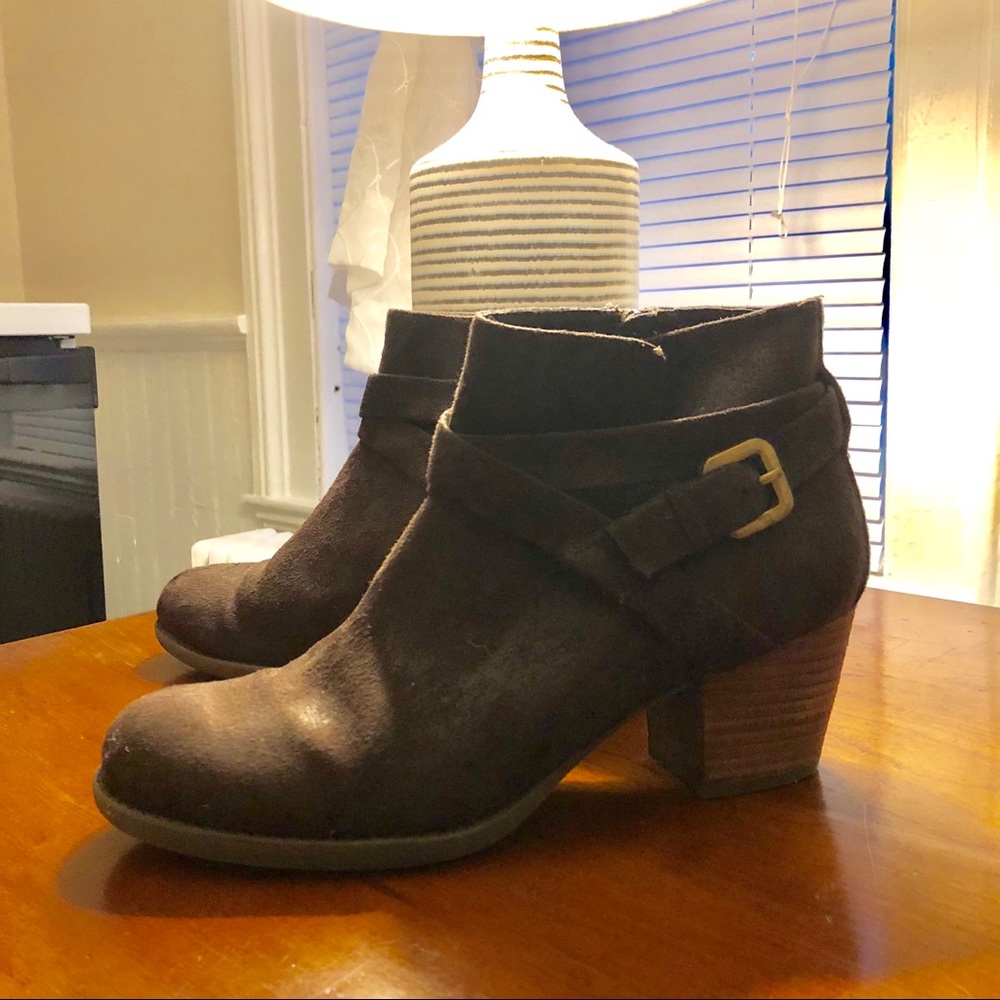 Brown faux suede booties